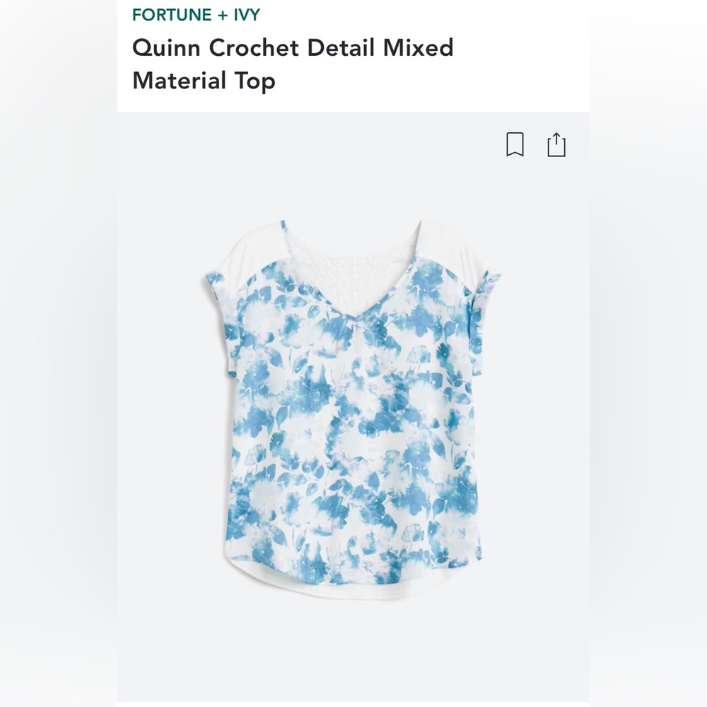 Fortune and Ivy Quinn Crochet mixed material top. Size large.